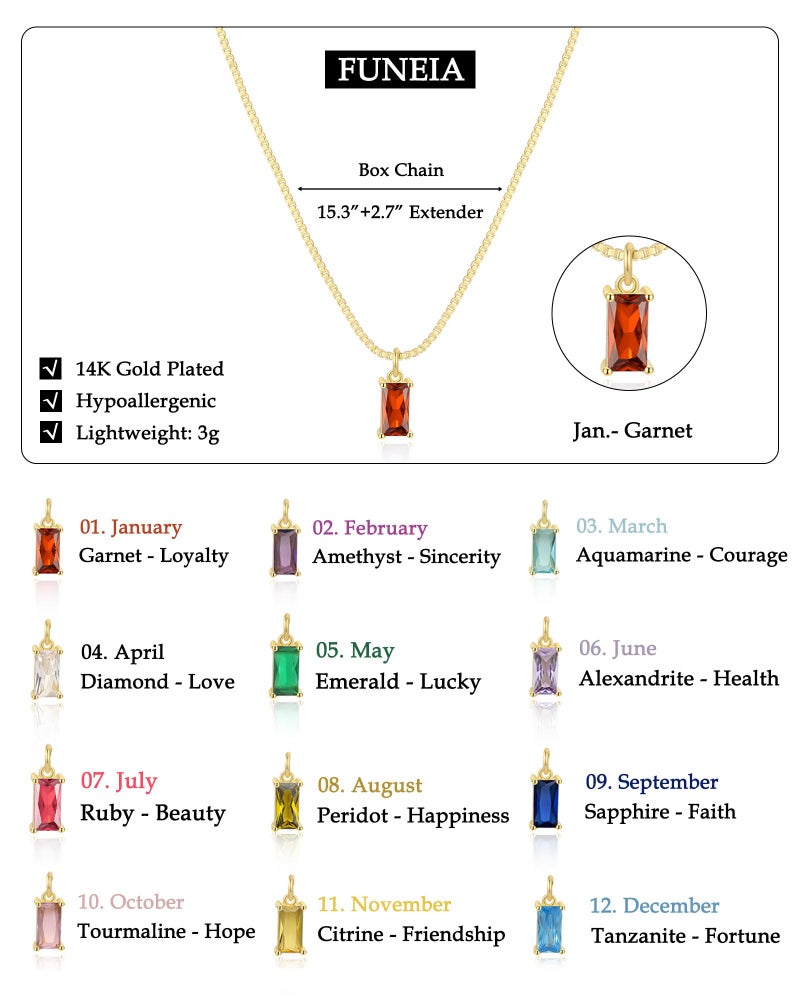 FUNEIA Diamond Necklaces for Women 14K Gold Plated Emerald Birthstone Necklace for Women Mothers Dainty Gold Necklace Blue Green Cubic Zirconia Pendant Necklace Birthday Gifts Jewelry - Image 5