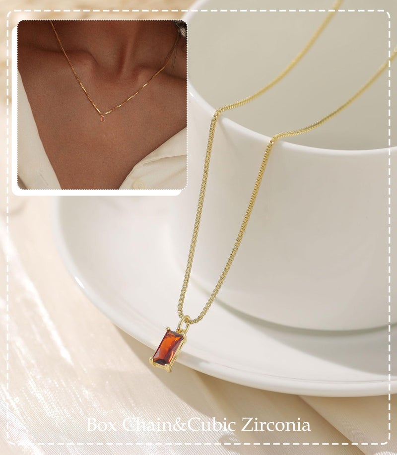 FUNEIA Diamond Necklaces for Women 14K Gold Plated Emerald Birthstone Necklace for Women Mothers Dainty Gold Necklace Blue Green Cubic Zirconia Pendant Necklace Birthday Gifts Jewelry - Image 3