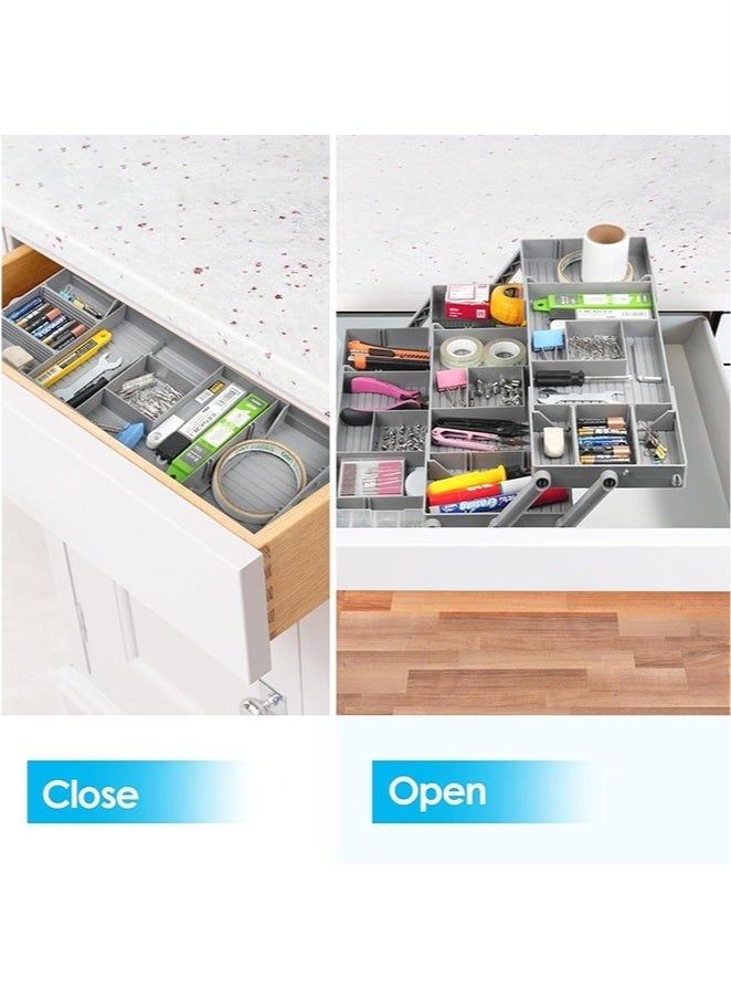 عربست منظم أدراج من 3 طبقات، منظم أدراج ذكي متعدد المستويات للمكتب، منظم أدراج ذكي متعدد المستويات للمكتب، منظم خردة قابل للتوسيع للمكتب، والمكياج، والمجوهرات، والمطبخ، منظم تخزين قابل للطي للأدراج المنزلية والمكتبية - Image 5