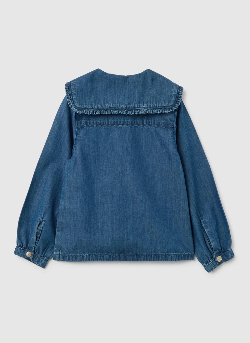 Ovs GIRLS' BLUE DENIM SHIRT WITH CLASSIC COLLAR