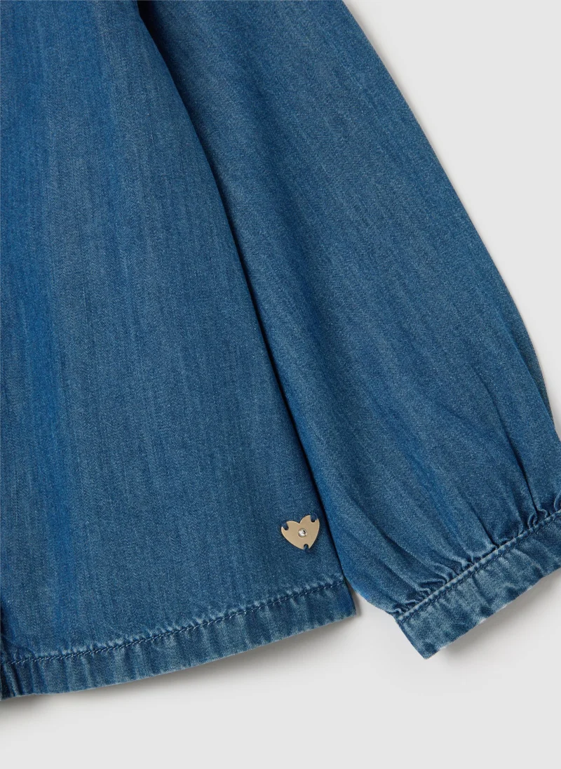 Ovs GIRLS' BLUE DENIM SHIRT WITH CLASSIC COLLAR