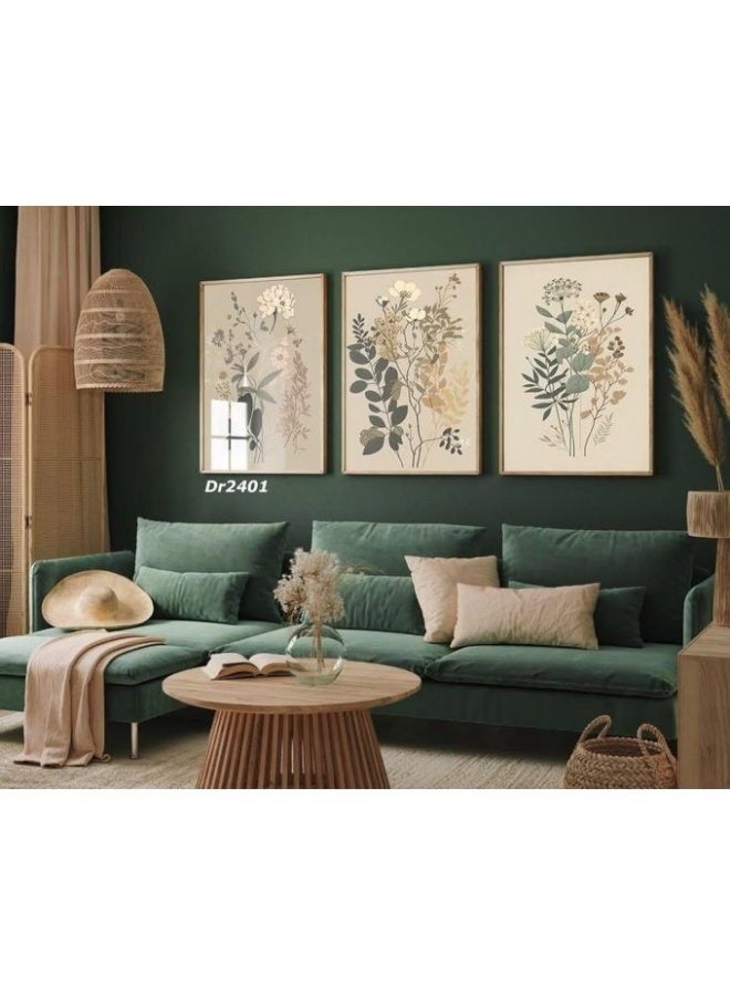 مجموعة لوحات طباعة خشبية بتقنية PVC مع إطار أكريليك – تصميم عصري بأبعاد 60×120 سم  Dr2401