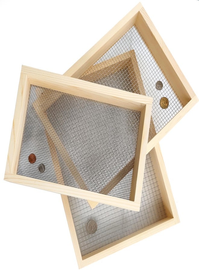Voulosimi Wood Soil Sifter Metal Dirt Sifter Purpose Garden Sifter Rock Sifter Compost Sifter for Gardening (3 Pcs Sifter) - Image 1