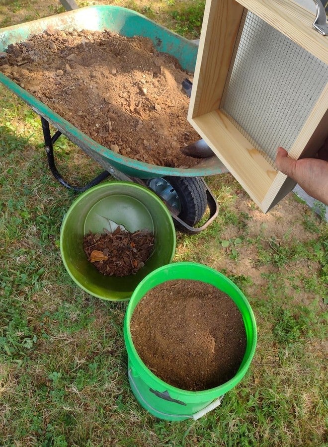 Voulosimi Wood Soil Sifter Metal Dirt Sifter Purpose Garden Sifter Rock Sifter Compost Sifter for Gardening (3 Pcs Sifter) - Image 5