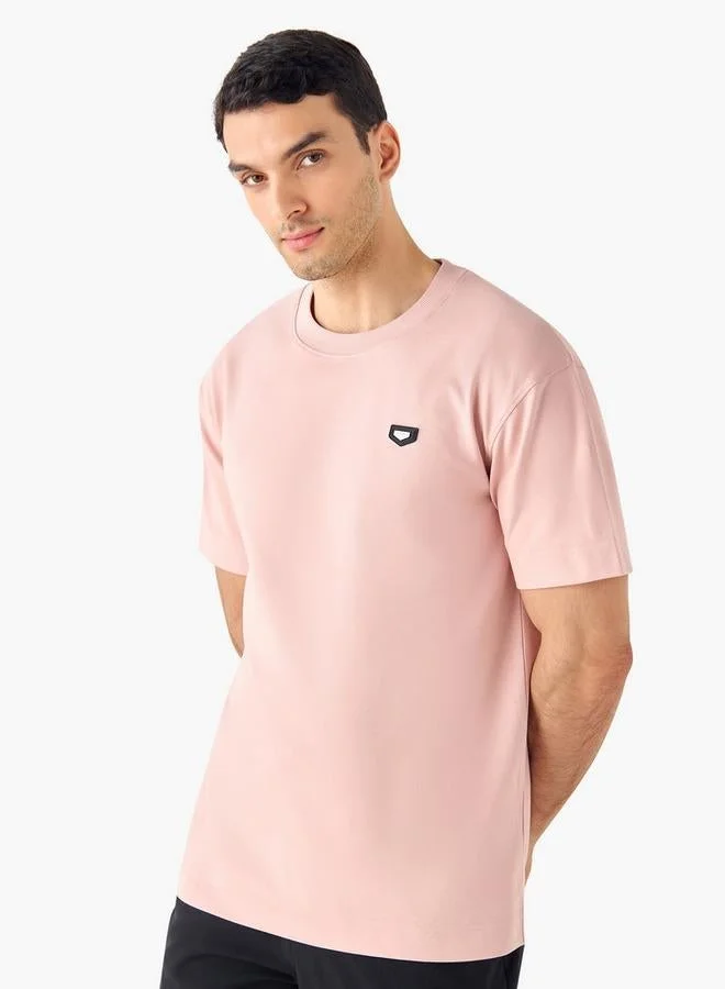 Iconic Iconic Applique Detail Crew Neck T-shirt with Short Sleeves