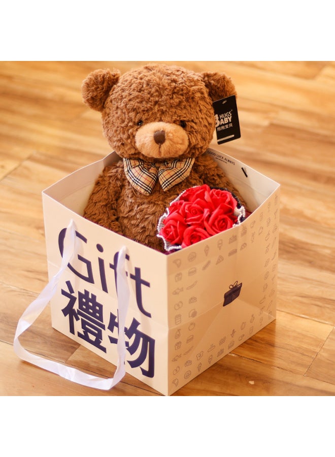 Teddy Bear Doll Hug Bear Plush Toy Bear Doll Bed Sleeping Doll Birthday Gift Girlfriend-Specification:80cm -Colour:Claire Bear Gift Tote + Rose Bouquet  - Image 1