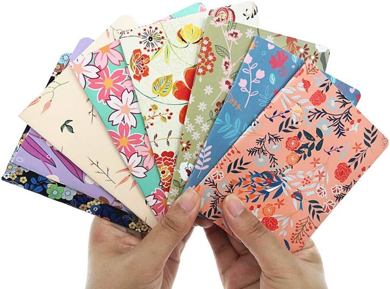 ALIMITOPIA 8pcs Mini Notebook Portable Pocket Notebook Journal Steno Memo MiniDaily NotePad,3.5X5 inches,24 sheets,College Ruled Pages(Flower Pattern) - Image 5