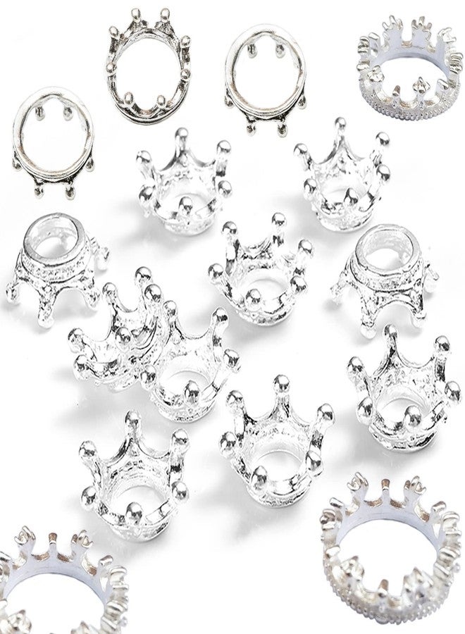 Fortunemee 30Pcs Metal Crystal Sphere Display Stand, Mini Crystal Ball Stand for Sphere, Crown Shaped Display Holder for Natural Stone Crystal Ball Collection Home Decor, 0.67, 0.71, 0.86 in, Silver - Image 4