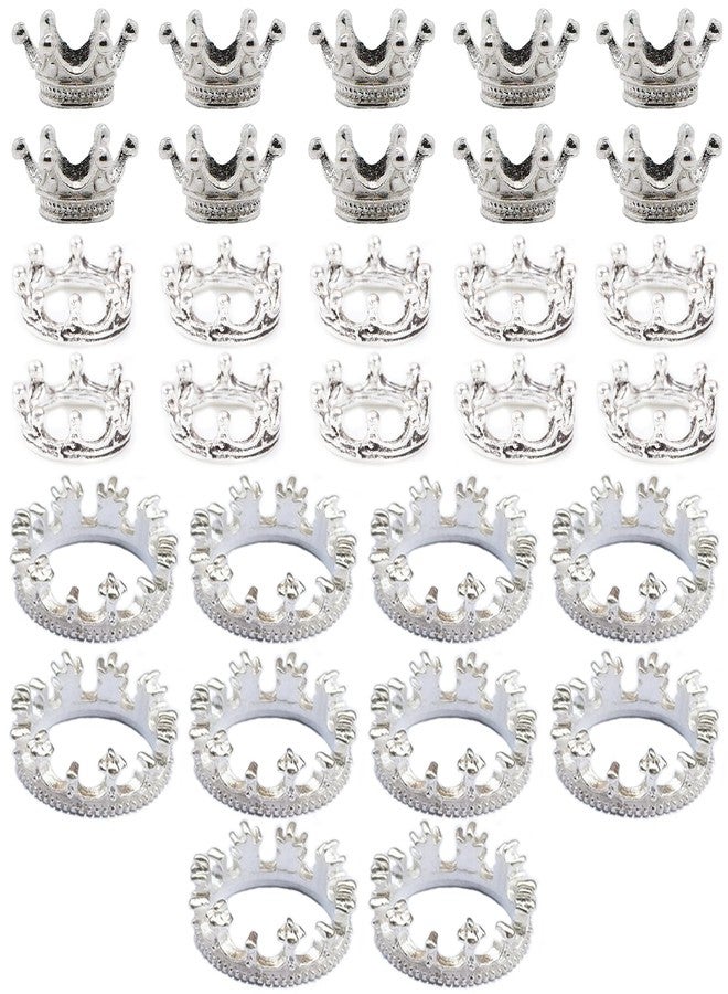 Fortunemee 30Pcs Metal Crystal Sphere Display Stand, Mini Crystal Ball Stand for Sphere, Crown Shaped Display Holder for Natural Stone Crystal Ball Collection Home Decor, 0.67, 0.71, 0.86 in, Silver - Image 1