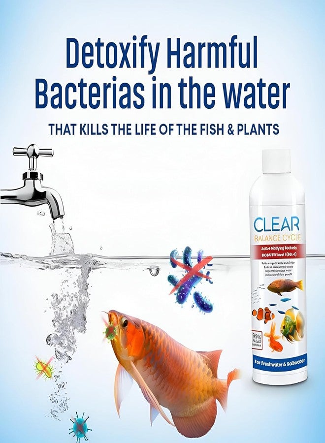 WISIMMALL Pack of 2 Aquarium Water Clarifier with Active Nitrifying Bacteria - Clear Balance Cycle Fish Tank Cleaner | Eliminates Turbidity, Bad Smell & Waste | Freshwater & Marine Use - Image 3