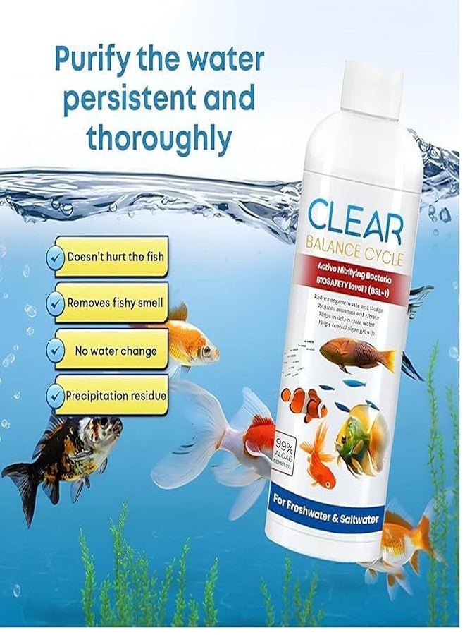 WISIMMALL Pack of 2 Aquarium Water Clarifier with Active Nitrifying Bacteria - Clear Balance Cycle Fish Tank Cleaner | Eliminates Turbidity, Bad Smell & Waste | Freshwater & Marine Use - Image 5