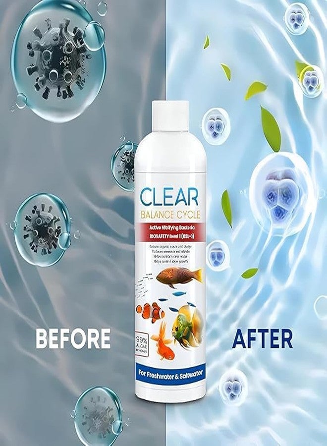 WISIMMALL Pack of 2 Aquarium Water Clarifier with Active Nitrifying Bacteria - Clear Balance Cycle Fish Tank Cleaner | Eliminates Turbidity, Bad Smell & Waste | Freshwater & Marine Use - Image 4