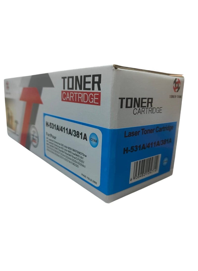 تونر كارتيدج تونر كارتج خرطوشة حبر H- 533A /413A بديلة لطابعة HP 410A 410X CF410A CF411A CF412A CF413A Color Pro MFP M477fnw M477fdw M477fdn M452dn M452nw M477 (سماوي)  - Image 1