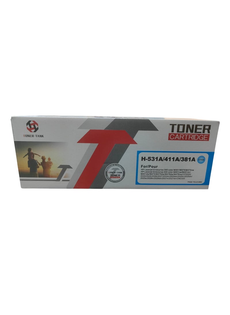 تونر كارتيدج تونر كارتج خرطوشة حبر H- 533A /413A بديلة لطابعة HP 410A 410X CF410A CF411A CF412A CF413A Color Pro MFP M477fnw M477fdw M477fdn M452dn M452nw M477 (سماوي)  - Image 2