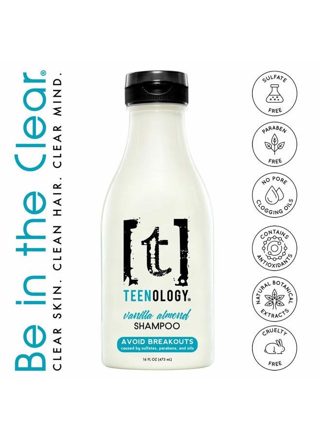 TEENOLOGY - Shampoo for Teens, For Clear Skin and Healthy Hair, Natural Botanical Extracts, 16 oz. (Vanilla Almond) - Image 1