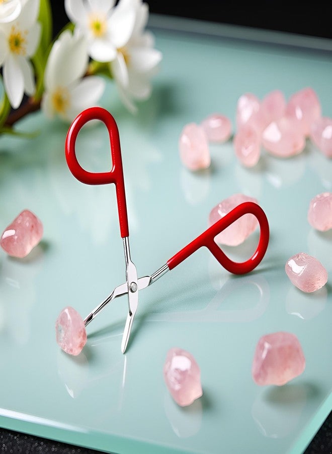 Dwuww 1Pc Red Eyebrow Tweezers Stainless Steel Scissors Shaped Tweezers Slant Tip Tweezer Clip Hair Tweezer Beauty Tool for Women Girl Hair Removal - Image 5