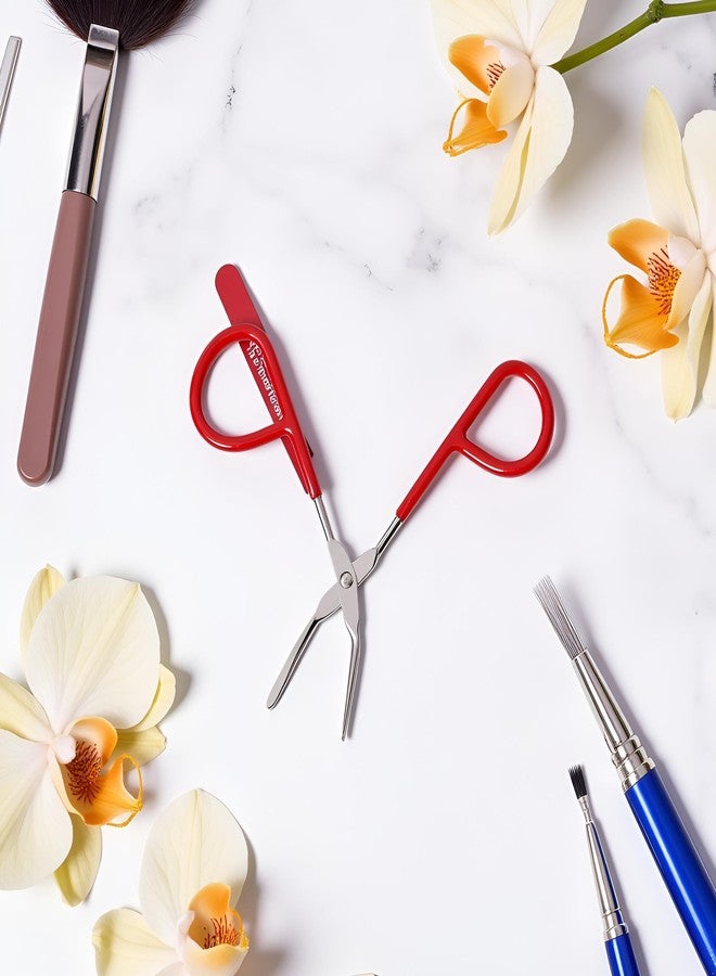 Dwuww 1Pc Red Eyebrow Tweezers Stainless Steel Scissors Shaped Tweezers Slant Tip Tweezer Clip Hair Tweezer Beauty Tool for Women Girl Hair Removal - Image 2