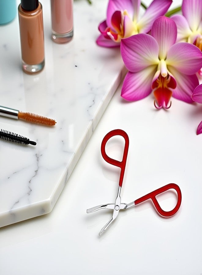 Dwuww 1Pc Red Eyebrow Tweezers Stainless Steel Scissors Shaped Tweezers Slant Tip Tweezer Clip Hair Tweezer Beauty Tool for Women Girl Hair Removal - Image 3