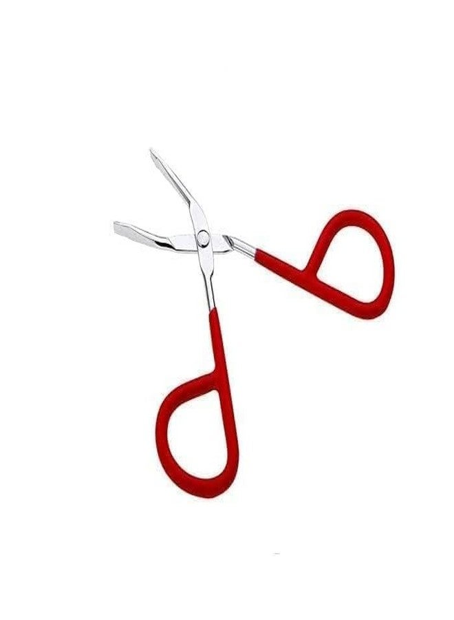 Dwuww 1Pc Red Eyebrow Tweezers Stainless Steel Scissors Shaped Tweezers Slant Tip Tweezer Clip Hair Tweezer Beauty Tool for Women Girl Hair Removal - Image 1