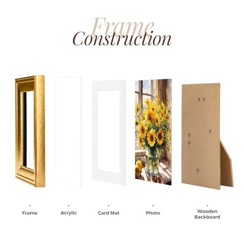 TWING 8x10 Gold Picture Frames Set of 6,Rustic Gold Frames Display Pictures 5x7 with Mat or 8x10 without Mat,Tabletop Display and Wall Mounting Collage Photo Frame Set for Wall Gallery - Image 3