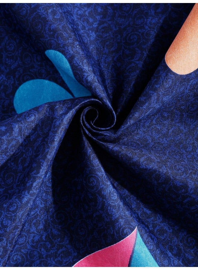 Fashion String شيت سرير مفرد من ميكروفايبر 144 TC مزين بقلب صغير باللون الأزرق الداكن مع غطاء وسادة واحد - Image 5