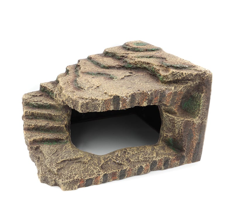 JIHAQUA Resin Reptile Hideouts Cave Habitat Decor for Gecko Leopard Lizards Toad Turtle (B- Extra Large) - Image 1