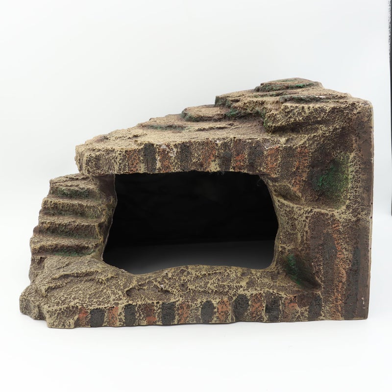 JIHAQUA Resin Reptile Hideouts Cave Habitat Decor for Gecko Leopard Lizards Toad Turtle (B- Extra Large) - Image 5