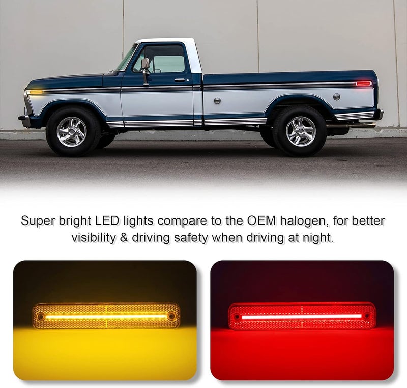 SHINEFIT LED Front Rear Side Marker Light Assembly for Ford F Series, Bronco, and Econoline - Image 2