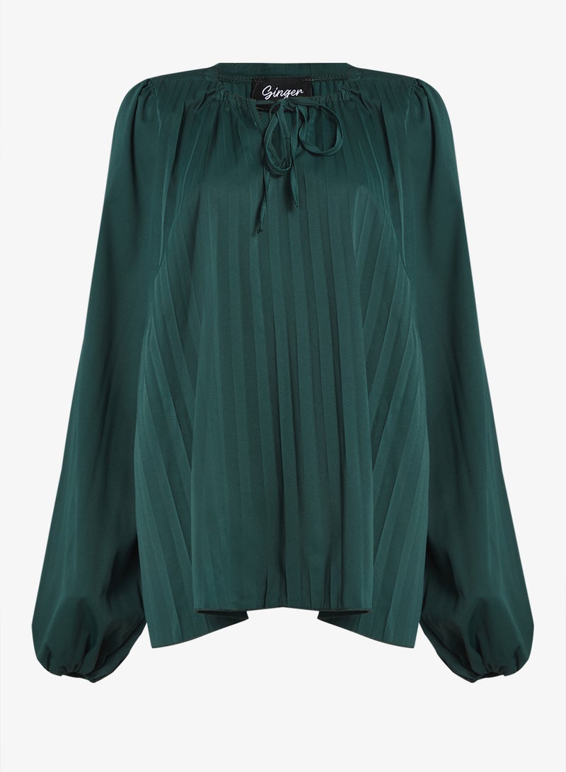 جينجر بلس بلوزة بأكمام طويلة مطوية - Image 1