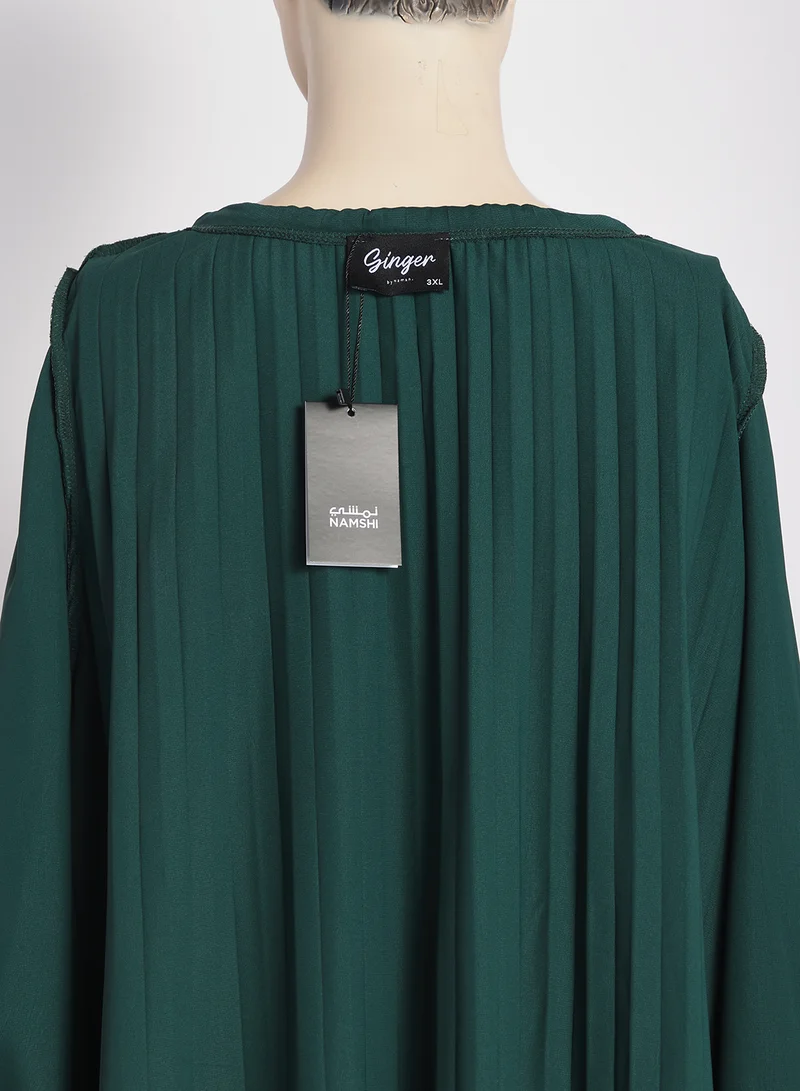 Ginger Plus Pleated Long Sleeve Blouse