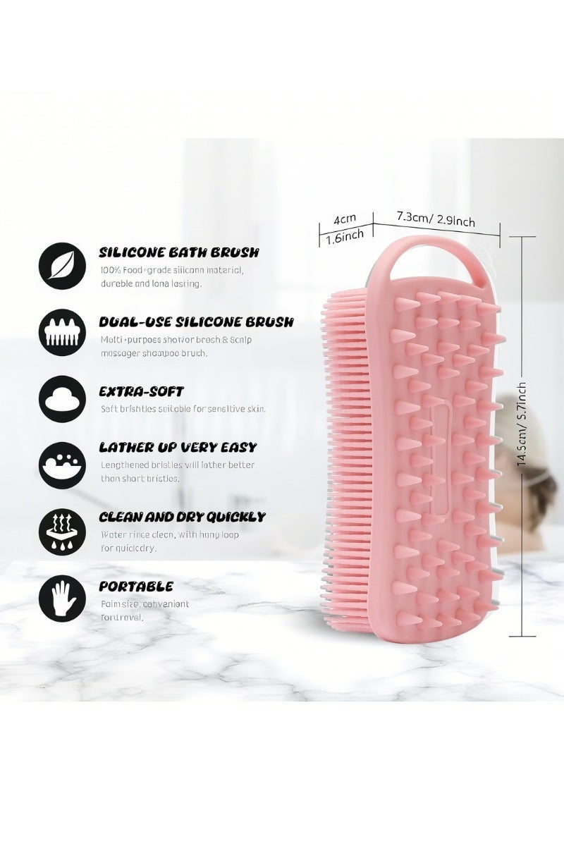 Hayat Comfort 1pc Silicone Body Scrubber, Premium Soft Silicone, Shower Scrubber, Easy to Clean, Body Wash Brush, with Rich Lather for Shower Gel, Soap, Body Wash (Pink) - Image 3