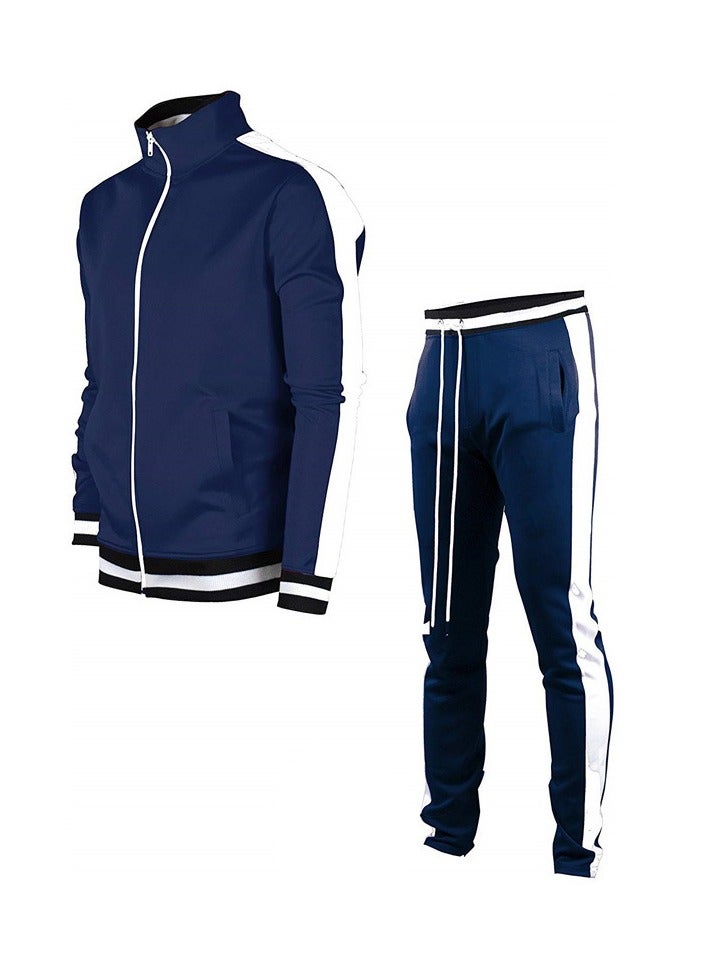 KUYING Spring and Autumn Split Color Cardigan Stand up Collar Men's Baseball Jacket - Image 1