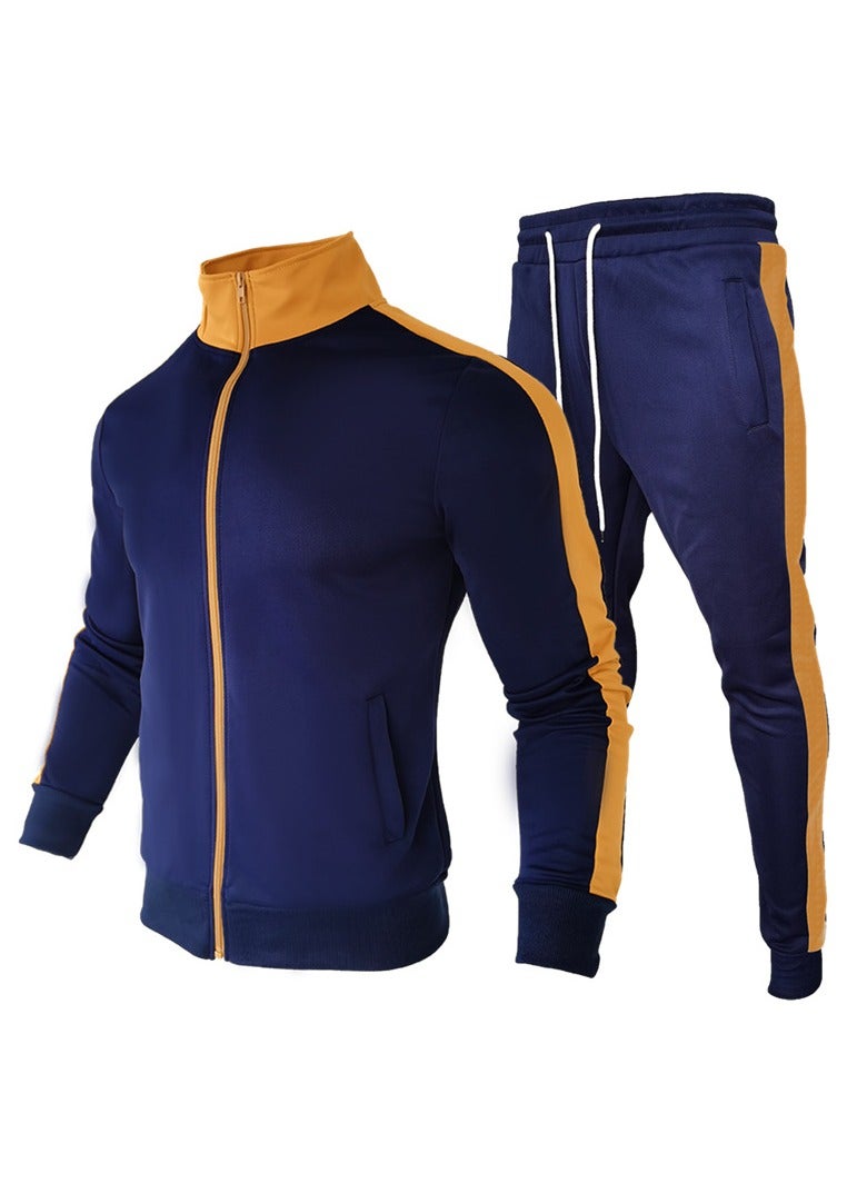 KUYING Spring and Autumn Split Color Cardigan Stand up Collar Men's Baseball Jacket - Image 2