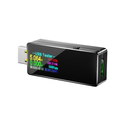 Eversame USB 3.0 Tester, Eversame IPS Color Display Digital Multimeter Voltmeter Current and Voltage Monitor, DC 5.1A/30V/150W Power Meter Tester, Test Speed of Chargers, Cables, Capacity of Power Banks-Black - Image 1