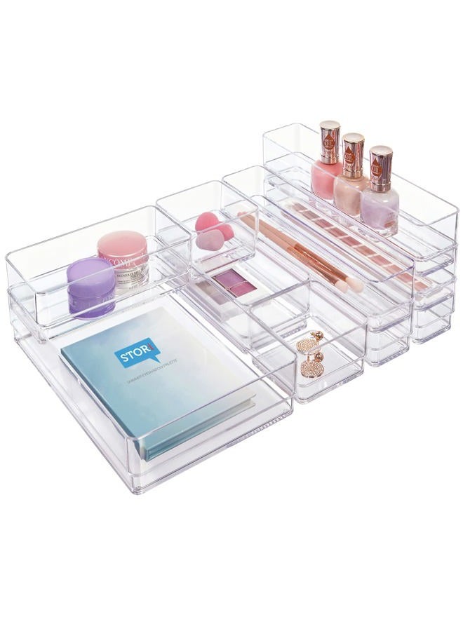 STORi SimpleSort 10-Piece Stackable Clear Drawer Organizer Set | Multi-size Trays | Makeup Vanity Storage Bins and Office Desk Drawer Dividers | Made in USA - Image 1