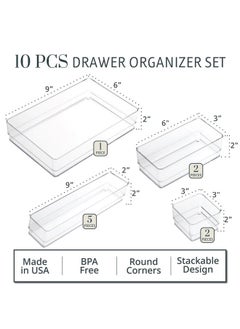 STORi SimpleSort 10-Piece Stackable Clear Drawer Organizer Set | Multi-size Trays | Makeup Vanity Storage Bins and Office Desk Drawer Dividers | Made in USA  - Image 2
