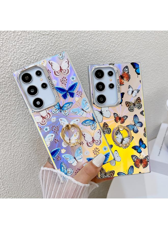 S-TOP Case For Samsung Galaxy S24 5G Electroplating Laser Butterfly Ring Holder Phone Case - Image 3