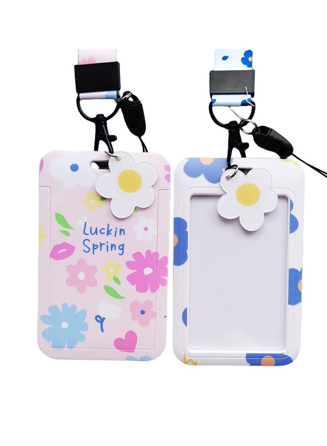 DAREU Cute ID Card Holder with Detachable Lanyard and Cartoon Keychain – Lightweight Badge Holder with Neck Strap, Keyring, and Display Window for Women, Girls, Kids, and Professionals  - Image 2