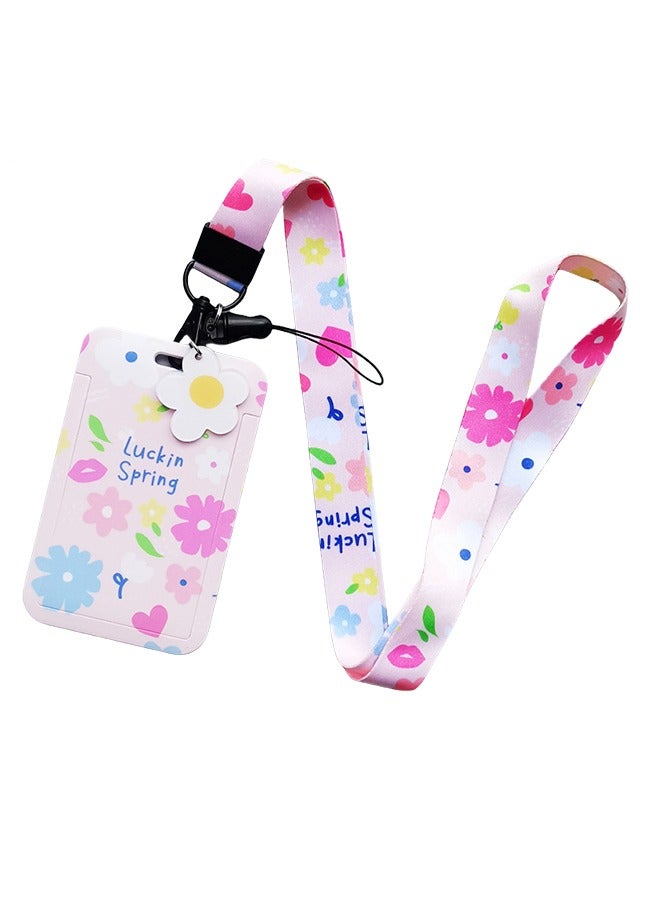 DAREU Cute ID Card Holder with Detachable Lanyard and Cartoon Keychain – Lightweight Badge Holder with Neck Strap, Keyring, and Display Window for Women, Girls, Kids, and Professionals  - Image 1