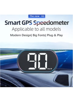 شو وو شاشة عرض رأس السيارة HUD، عداد السرعة الرقمي GPS ميلا في الساعة مع شاشة LED كبيرة الخط مناسبة لجميع السيارات، كابل USB التوصيل والتشغيل  - Image 2