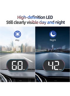 شو وو شاشة عرض رأس السيارة HUD، عداد السرعة الرقمي GPS ميلا في الساعة مع شاشة LED كبيرة الخط مناسبة لجميع السيارات، كابل USB التوصيل والتشغيل  - Image 5