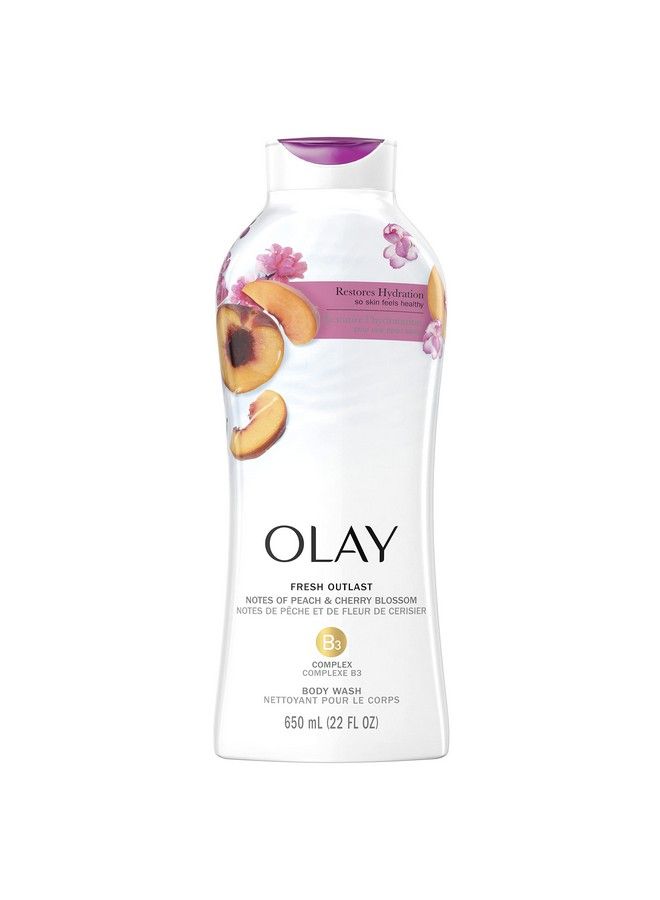 Olay Fresh Outlast Paraben Free Body Wash With Energizing Notes Of Peach And Cherry Blossom 22 Fl Oz Pack Of 4 - Image 1