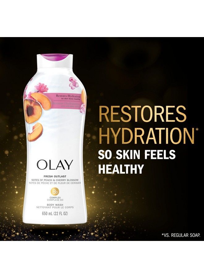 Olay Fresh Outlast Paraben Free Body Wash With Energizing Notes Of Peach And Cherry Blossom 22 Fl Oz Pack Of 4 - Image 4
