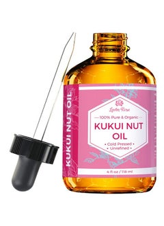 Leven Rose Leven Rose Kukui Nut Oil 4 oz - Cold-Pressed and Unrefined Hair & Face Moisturizer with Dropper - Unscented Pure Face Oil for Women and Men - Nourishing & Moisturizing Oil for All Skin Types  - Image 1
