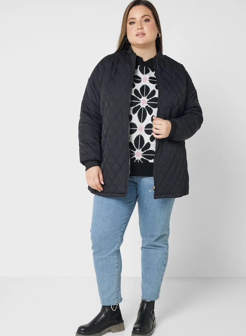 Ginger Plus Zip Through Quilted Jacket