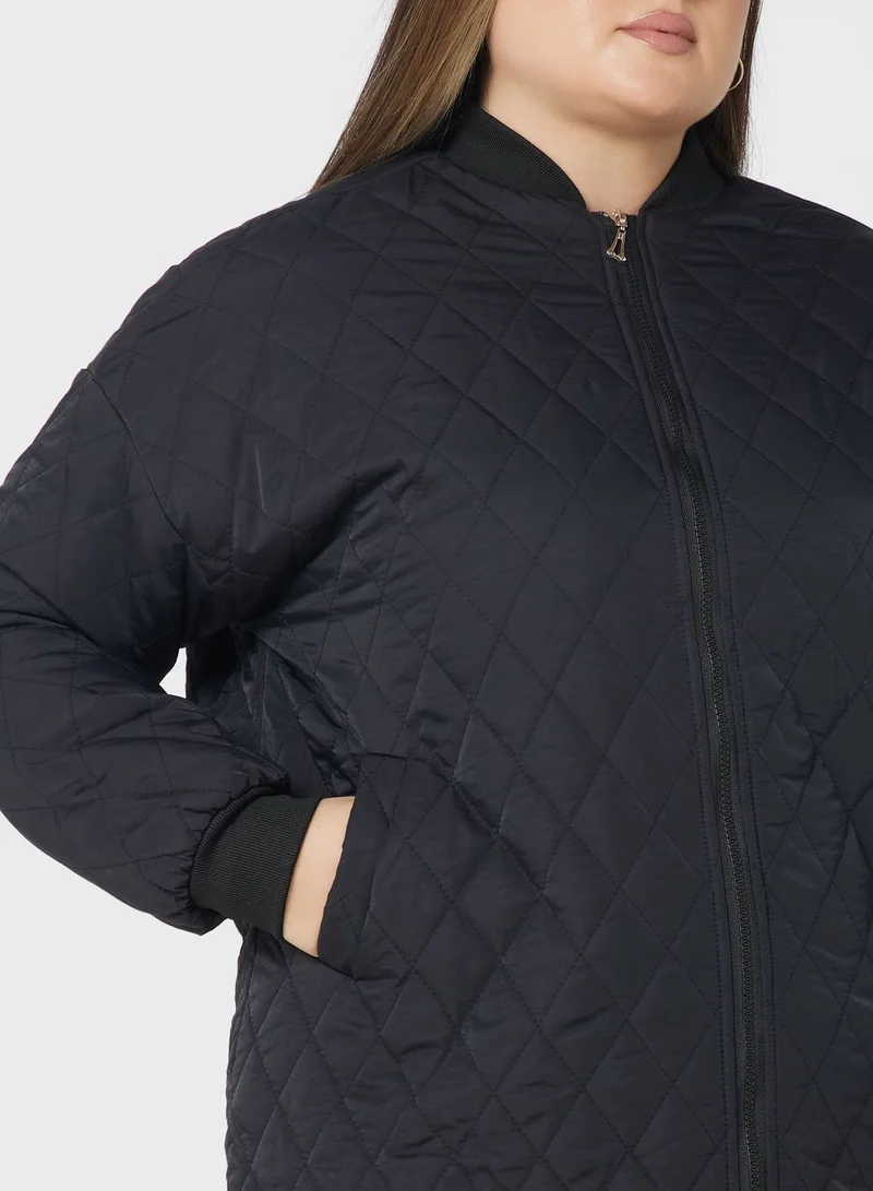 Ginger Plus Zip Through Quilted Jacket