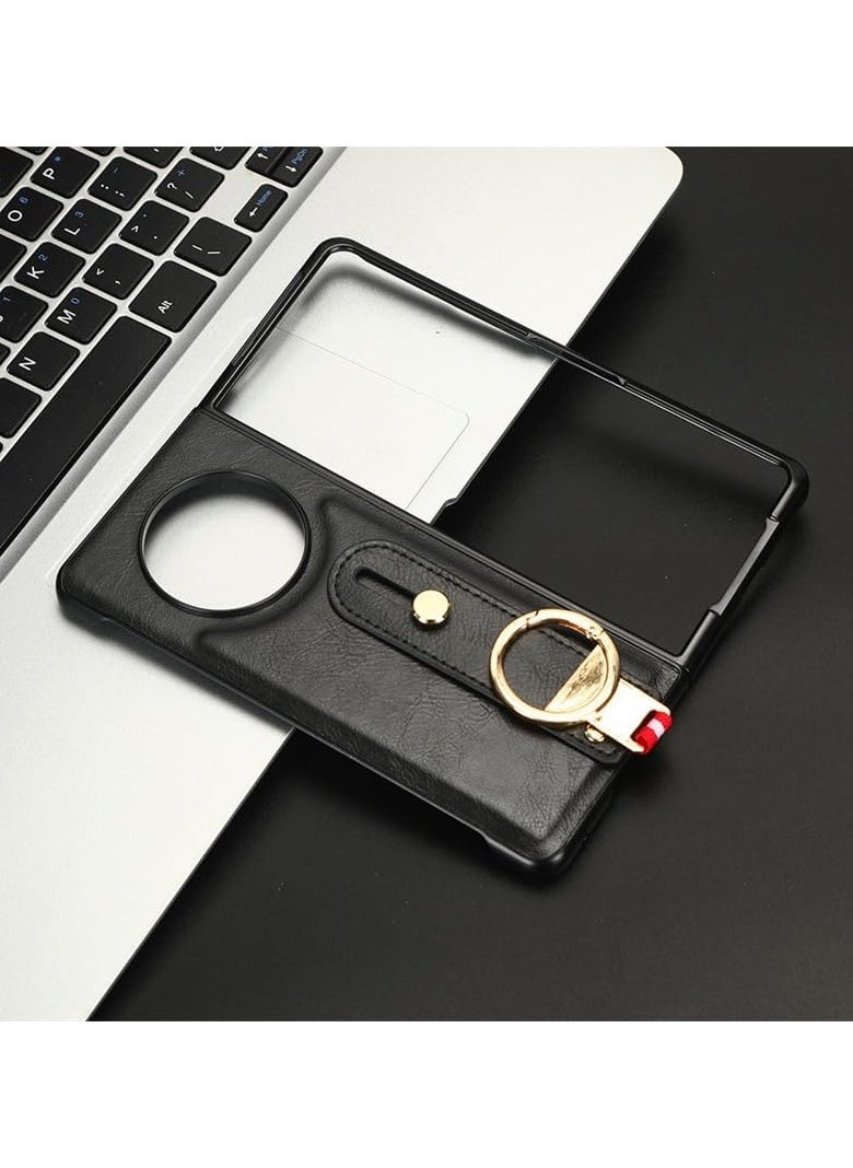 VKL Tecno Phantom V Fold Shockproof Wristband Ring Bracket Back Cover For Phantom V Fold Protective Leather Phone Case (Black)  - Image 5