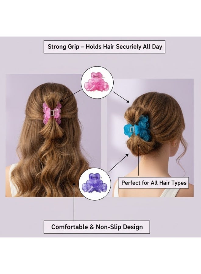 Dantiya 6 Pcs Hair Claw Clips for Women & Girls – Non-Slip Strong Hold Plastic with Metal Spring, Jaw Clips for Thick or Medium Hair, Durable Small Hair Accessories for Styling, Pinning Bangs, Buns & Everyday Hairstyles (Multi-Color) - Image 3