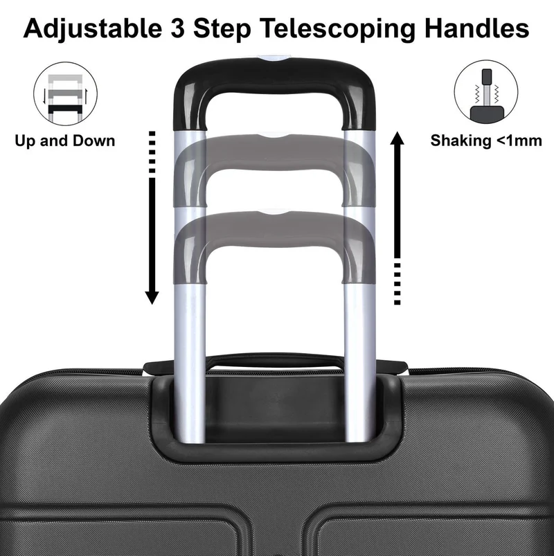 Senator Black Hard Case Travel Bag Medium Checked Luggage Trolley ABS Lightweight Suitcase with 4 Spinner Wheels A1012, Black  | Best Price UAE