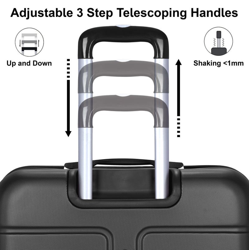 SENATOR Hard Case Travel Bag Medium Checked Luggage Trolley ABS Lightweight Suitcase with 4 Spinner Wheels A1012, Black - Image 4